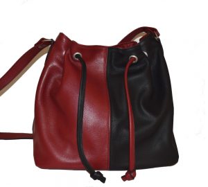 Sac cabas cuir noir et rouge Sac cabas en cuir de vachette