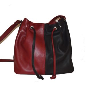 sac cabas cuir noir et rouge sac Cabas en cuir
