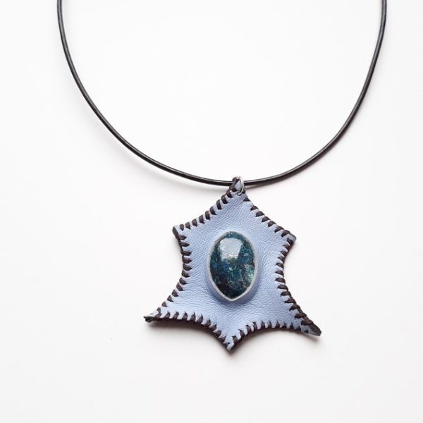 Collier cuir et Chrysocolle