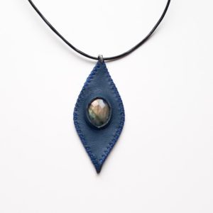 Collier cuir et Labradorite